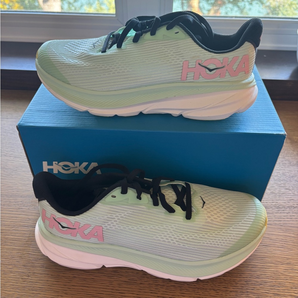 HOKA Mint Pink Logo Running Shoes